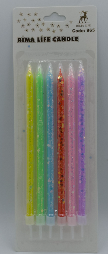 Karışık Simli Doğum Günü Mumu 6 Lı Kod: 965